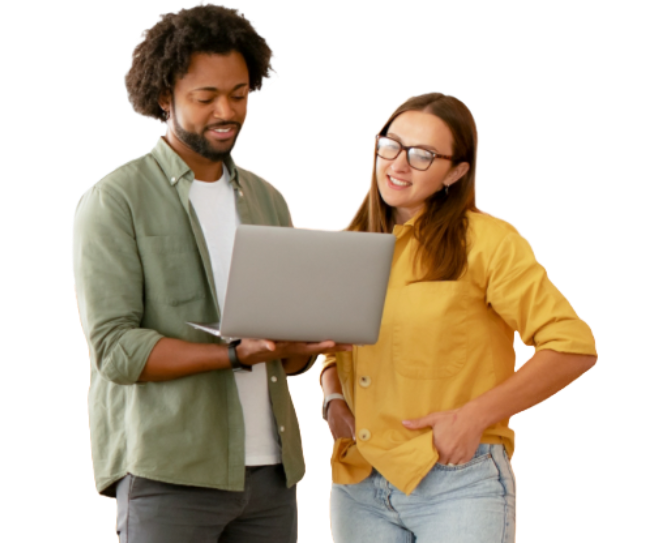 Man Showing design to Women